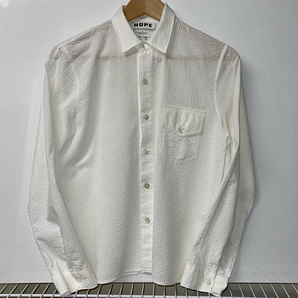 HOPE STHLM Button Down Real Shirt in White Crème Cotton Viscose blend EU 36 EUC